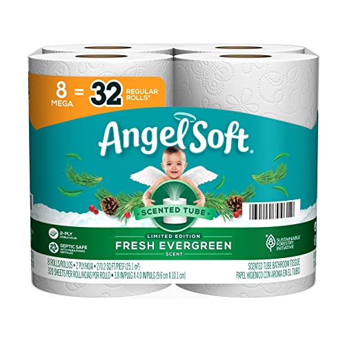 Angel Soft Toilet Paper, 8 Mega Rolls with Evergreen Scented